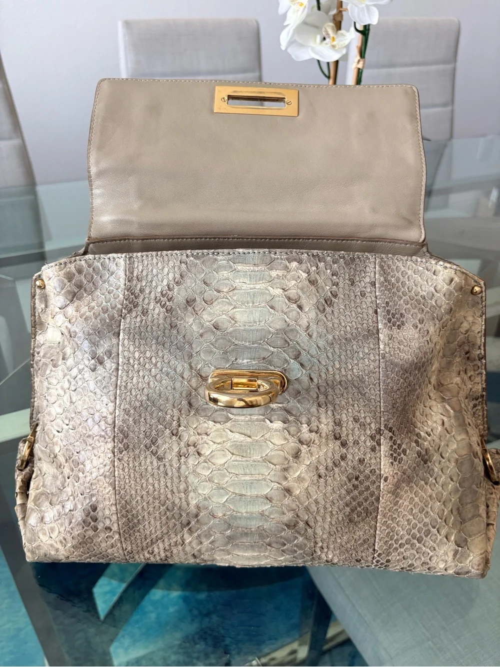 Salvatore Ferragamo Sofia Python Satchel
